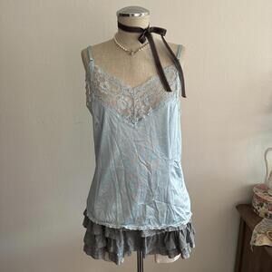 Baby blue vintage lingerie tank top